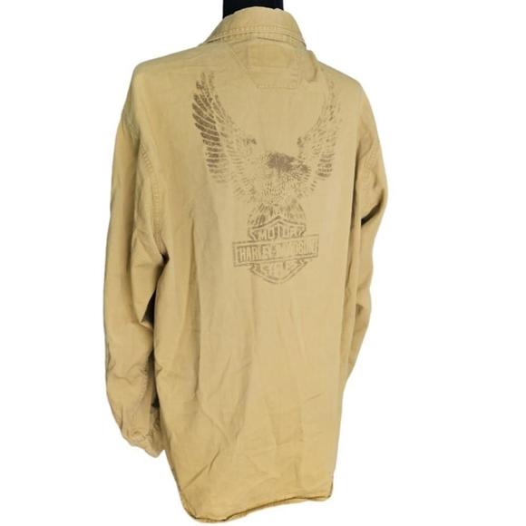Harley-Davidson Other - Harley Davidson Vintage 2002 Khaki Button Down size large